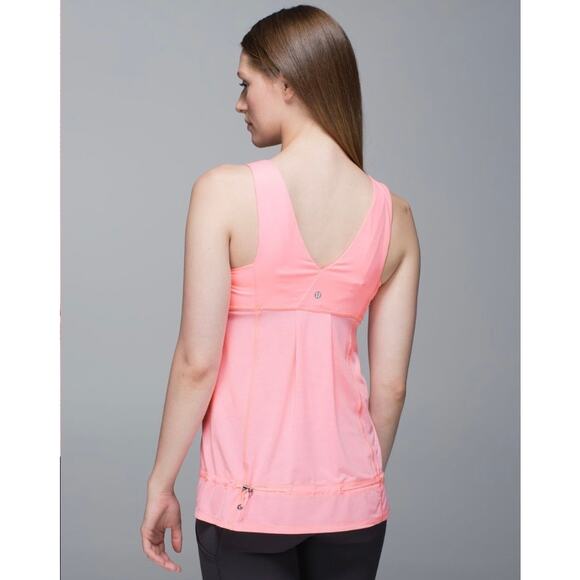 Lululemon Hustle & Bustle Tank‎ Heathered Bleached Coral / Bleached Coral Sz 4 - Picture 2 of 15